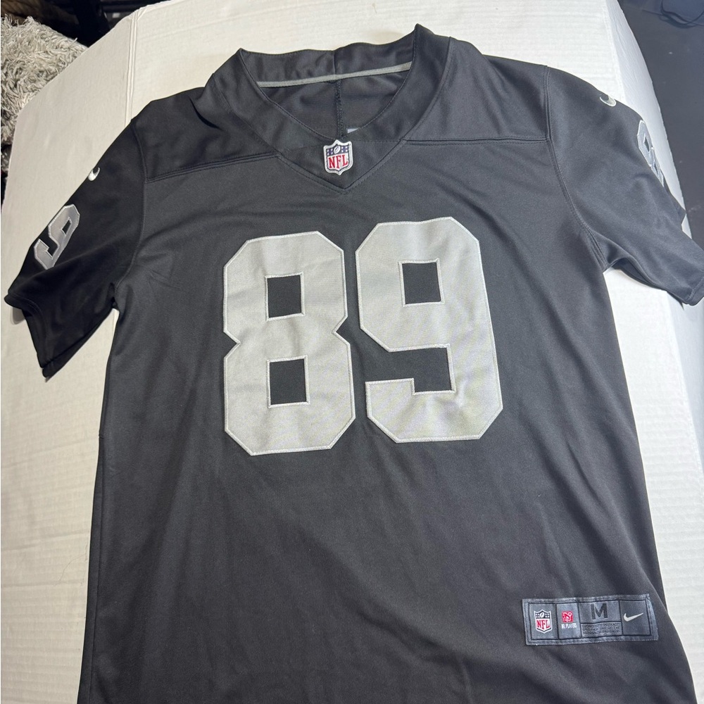 Brock Bowers NFL Men's Black and Gray Jersey size M patches